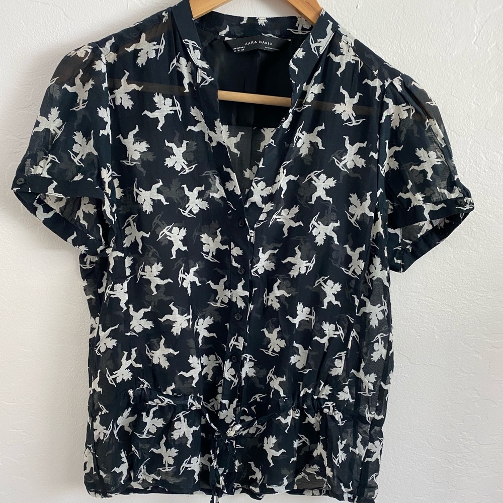 Zara Black and White Women's Top